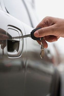 car key in door lock